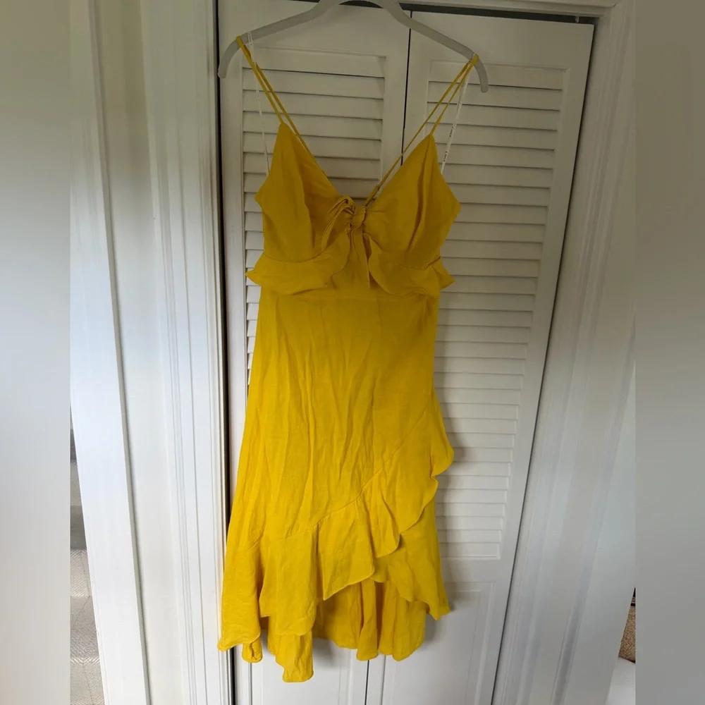 Yellow Ruffle Tie-Front Dress - Picture 1 of 4